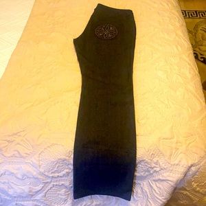 St. John charcoal denim jeans w/ rhinestone detail. Size 10 NWOT